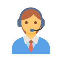 Customer service representative with headset cartoon illustration