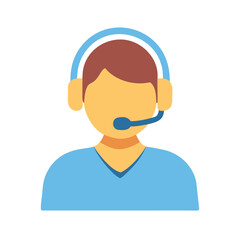Customer Service Icon with Headset on Black Background