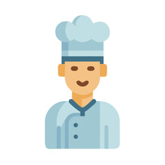 Chef Icon Illustration Wearing Uniform on Black Background