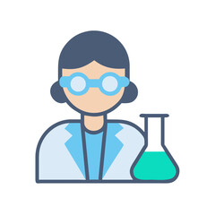 Illustration of a Female Scientist with Conical Flask
