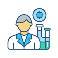 Scientist with Beakers Icon for Research and Development