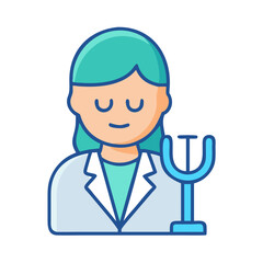 Cartoon psychologist with caduceus symbol, vector illustration