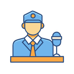 Icon of a police officer giving a speech
