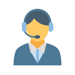 Flat vector icon of call center operator