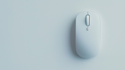 Minimalist aesthetic of a white computer mouse on a soft blue background