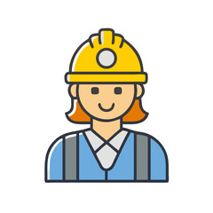Illustration of female construction worker with safety helmet