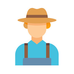 Flat design farmer icon illustration with a hat