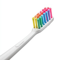 Colorful Rainbow Bristles Toothbrush Close up on White Background A vibrant and modern toothbrush design