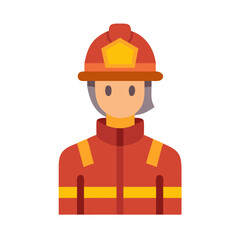 Female Firefighter Illustration in Protective Gear with Black Backdrop