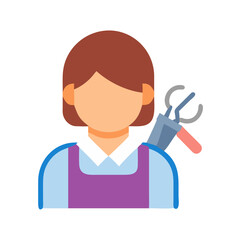 Female Veterinarian Icon with Tool, Vet Professional Illustration