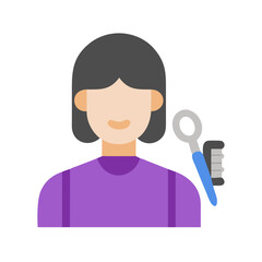 Woman with hearing aid, hearing loss icon illustration