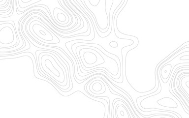 White background topography contour map with black curve lines. Abstract Topographic background. Geographic line map. Wavy pattern design.