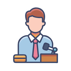 Professional Speaker Icon: Man Giving a Speech at Podium