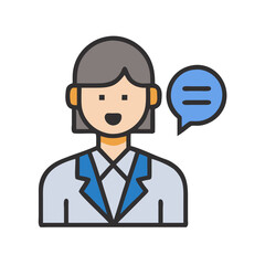 Female Consultant Icon with Speech Bubble Illustration