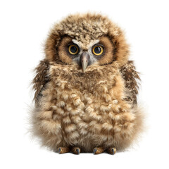 Fototapeta premium Adorable Fluffy Owl Chick Close-Up Portrait of a Young Owl