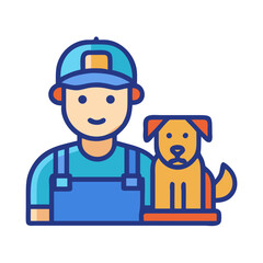 Cartoon worker and dog, illustration for vector use