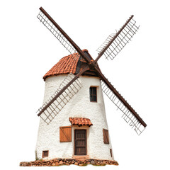 Isolated windmill standing on a Transparent background showcasing traditional architecture and design, Windmill isolated on PNG background