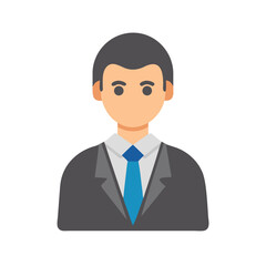 Flat Vector Icon Illustration of Business Man Avatar