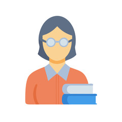 Flat vector teacher with books illustration on black