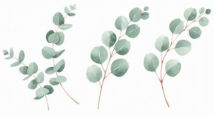 Obraz premium Hand-Painted Eucalyptus Leaves