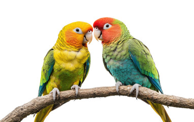 Fototapeta premium Two colorful parrots isolated on white or transparent background