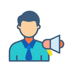 Man with megaphone icon: announcement, promotion, and marketing