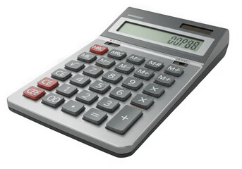 Gray calculator for accounting and finance isolated on transparent background