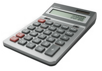 Gray calculator for accounting and finance isolated on transparent background