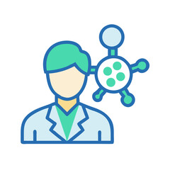 Fototapeta premium Scientist with Molecule, Vector Illustration on Black Background