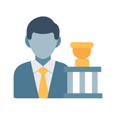 Businessperson and trophy, achievement, leadership, success icon vector