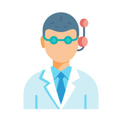 Doctor with Glasses and Unusual Headgear Illustration
