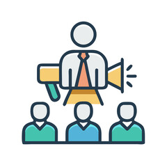 Effective Communication: Speaker Amplifying Voice to Audience Icon