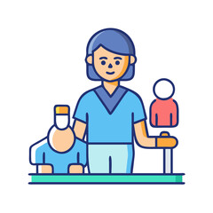 Training Mannequins and Trainee in blue color style