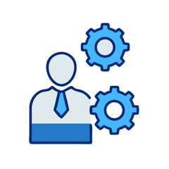 Business automation process management worker icon vector illustration