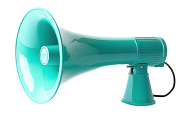 Large green speaker with a microphone isolated on white or transparent background