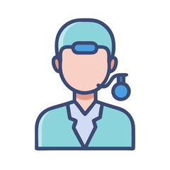 Surgeon icon avatar with uniform on black background