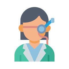 Icon of doctor using headset examination tool
