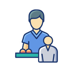 Doctor and Patient Consultation Icon on Black Background