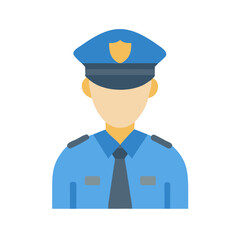 Isolated cartoon icon of a police officer in uniform
