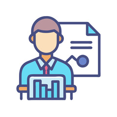 Business analysis with graph and document presentation icon