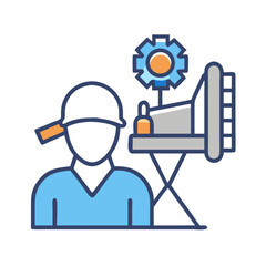 Automotive Technician with Gear: Icon for Maintenance Services