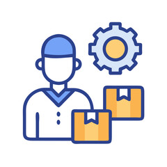 Delivery Man with Boxes and Cogwheel Icon