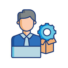 Software Engineer Vector Illustration with Gear and Box Icon