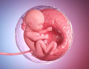 Fetal Development Human Embryo in Amniotic Sac, Ultrasound Image
