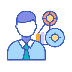 Data analysis business person icon with bar graph