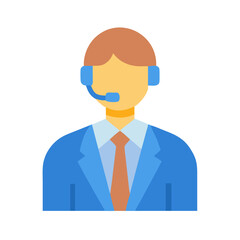 Customer service operator, call center worker icon design