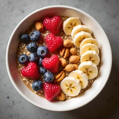 Healthy Oatmeal Bowl with Berries Banana and Nuts