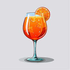Vector Illustration of Aperol spritz with Ice and Slice in Glas