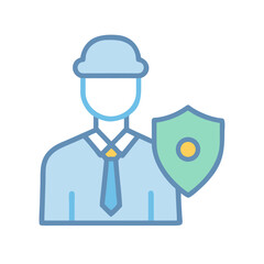 Insurance agent with shield icon vector illustration design