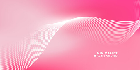 Abstract pink gradient background with shining lines waves. Minimalist background for banner, poster, cover, brochure, flyer, website